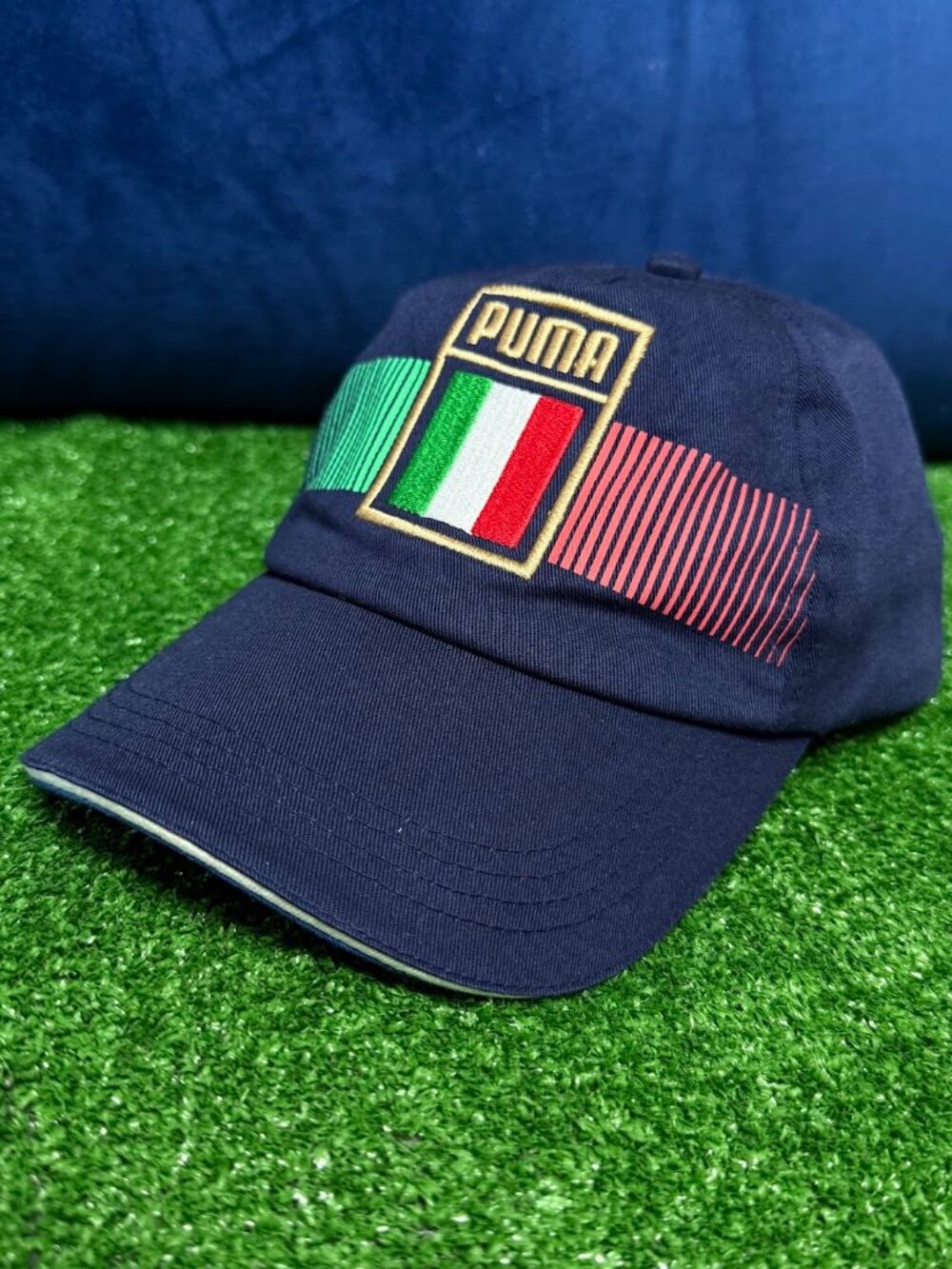 Puma Italia Fan Cap Embroidered Italy Flag Navy Blue Hat Logo OSFM Baseball Cap